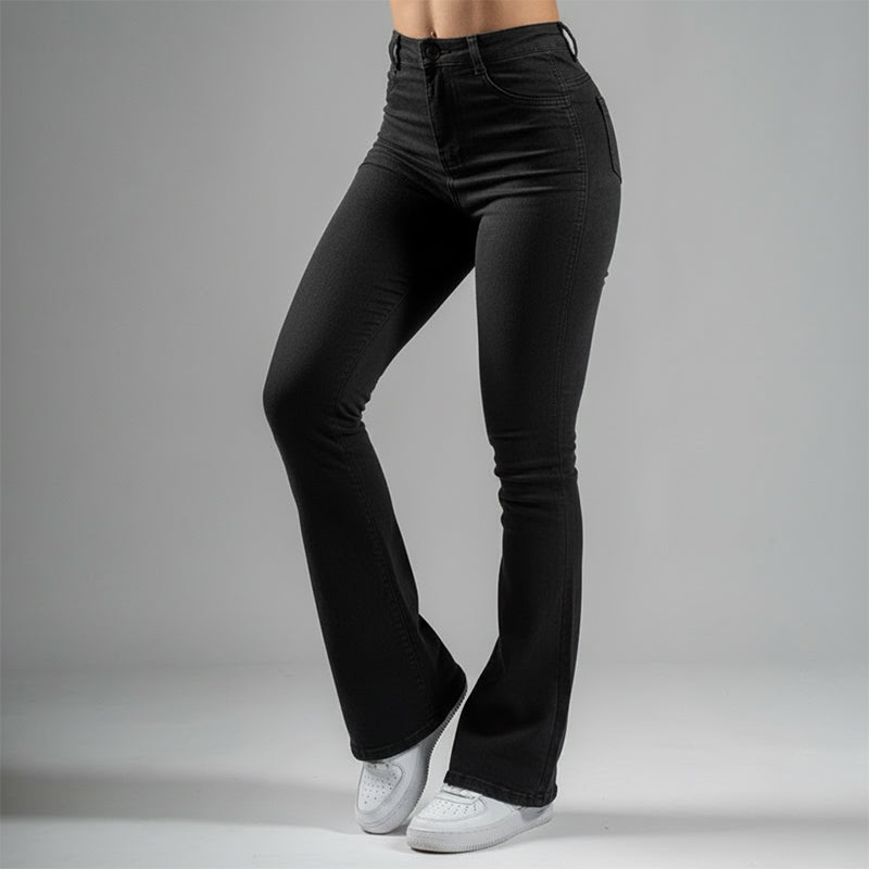 FOXED® HIGH-WAISTED SKINNY BOOTCUT JEANS BLACK