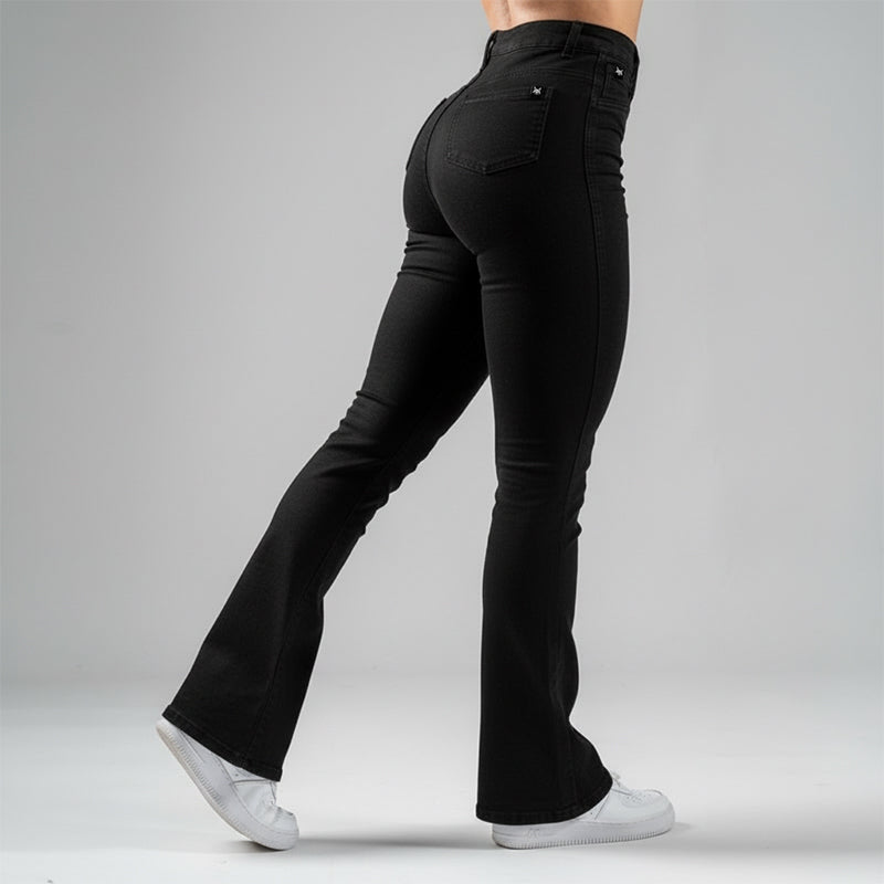 FOXED® HIGH-WAISTED SKINNY BOOTCUT JEANS BLACK