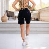 FOXED® CARGO BIKER SHORTS 3-POCKET GLITTER PINK