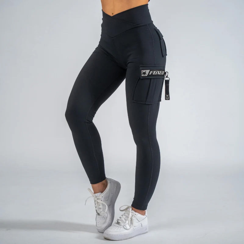 FOXED® CARGO LEGGINGS 3-POCKET GLITTER GREY