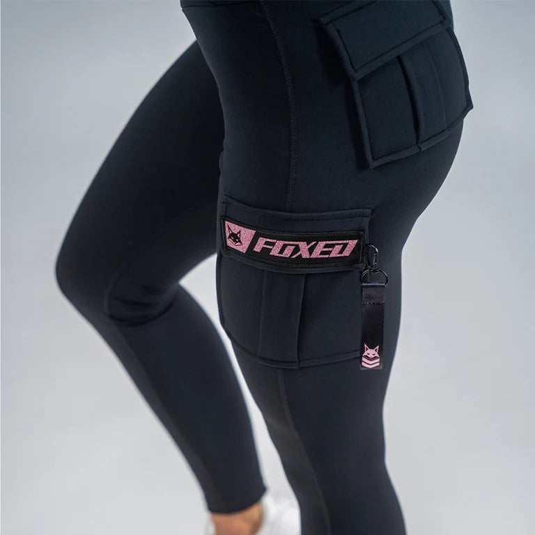 FOXED® CROPPED ZIPPER + CARGO LEGGINGS SET ROSE