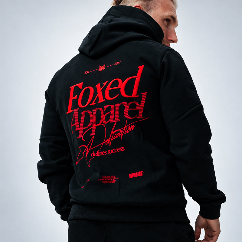 FOXED® DEDICATION PREMIUM UNISEX HOODIE BLACK/RED 