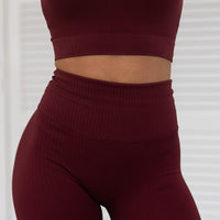 FOXED® RIBBED SEAMLESS LEGGINGS LOVE BURGUNDY
