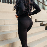 FOXED® HIGH-WAISTED SKINNY BOOTCUT JEANS BLACK
