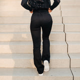 FOXED® HIGH-WAISTED SKINNY BOOTCUT JEANS BLACK
