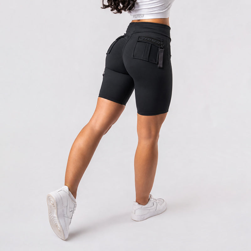 FOXED® CARGO BIKER SHORTS 3-POCKET ALL BLACK