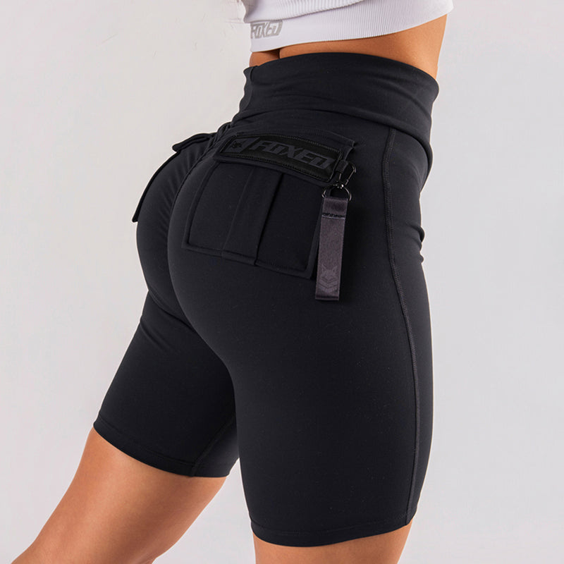 FOXED® CARGO BIKER SHORTS 3-POCKET ALL BLACK
