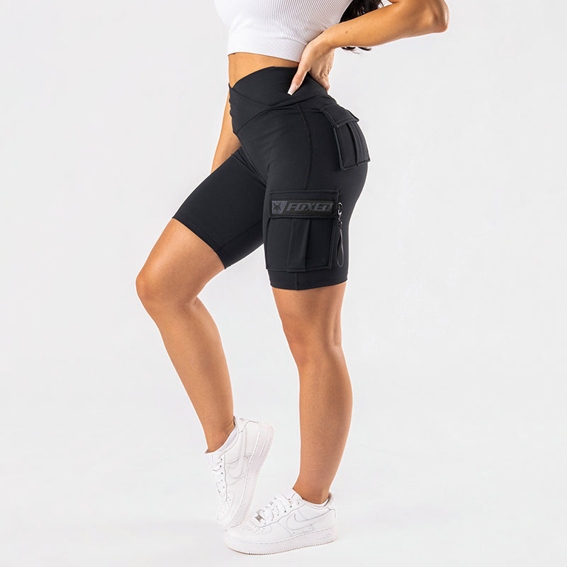 FOXED® CARGO BIKER SHORTS 3-POCKET ALL BLACK