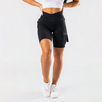 FOXED® CARGO BIKER SHORTS 3-POCKET ALL BLACK