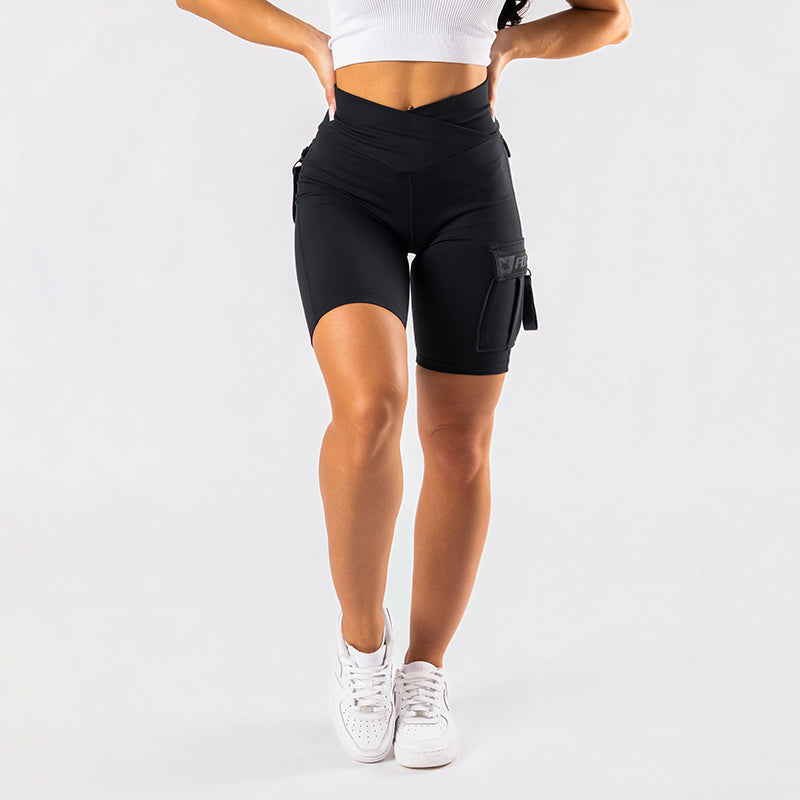 FOXED® CARGO BIKER SHORTS 3-POCKET ALL BLACK