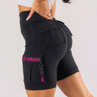 FOXED® CARGO BIKER SHORTS 3-POCKET GLITTER PINK