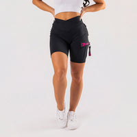 FOXED® CARGO BIKER SHORTS 3-POCKET GLITTER PINK