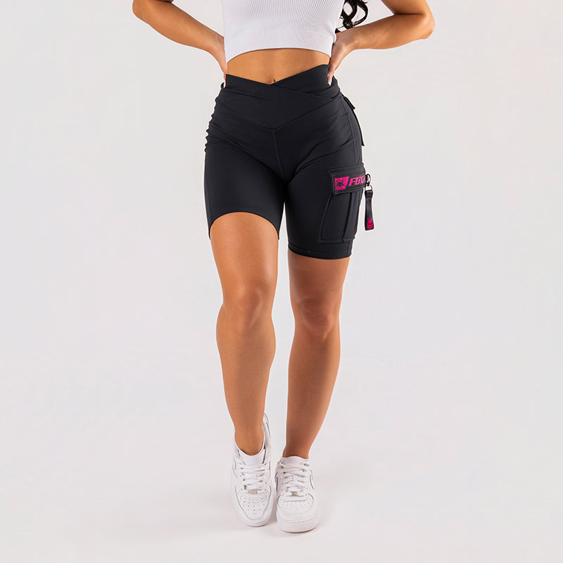 FOXED® CARGO BIKER SHORTS 3-POCKET GLITTER PINK