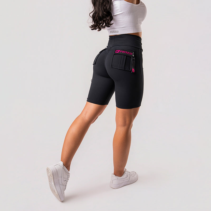 FOXED® CARGO BIKER SHORTS 3-POCKET GLITTER PINK