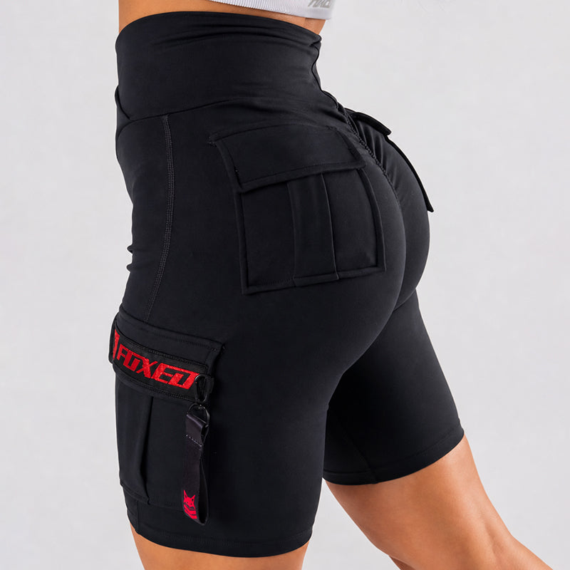FOXED® CARGO BIKER SHORTS 3-POCKET GLITTER RED