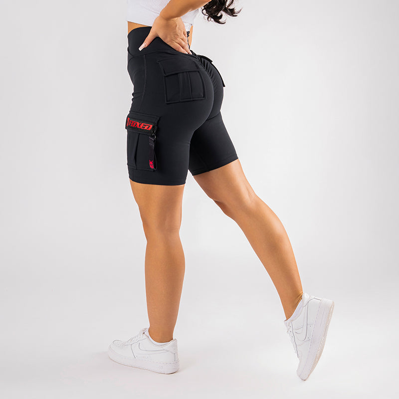 FOXED® CARGO BIKER SHORTS 3-POCKET GLITTER RED
