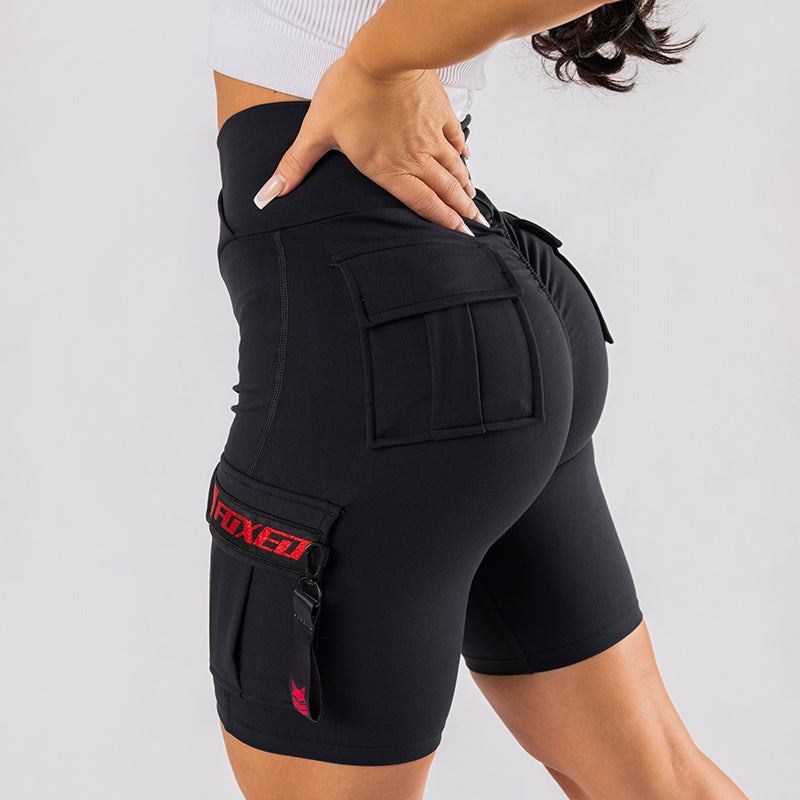 FOXED® CARGO BIKER SHORTS 3-POCKET GLITTER RED