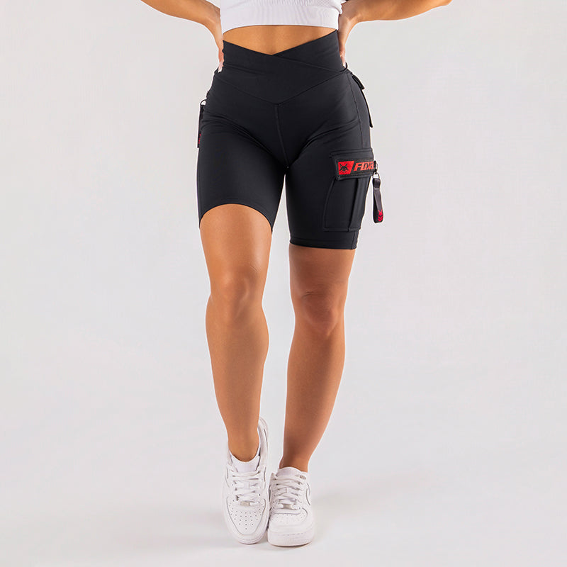 FOXED® CARGO BIKER SHORTS 3-POCKET GLITTER RED