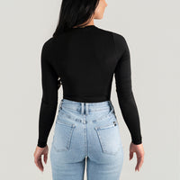 FOXED® CLASSIC LONGSLEEVE THONG BODYSUIT BLACK