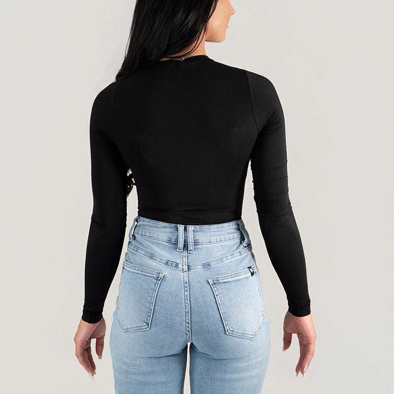 FOXED® CLASSIC LONGSLEEVE THONG BODYSUIT BLACK