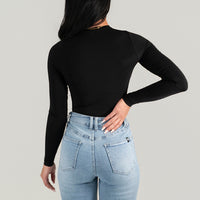 FOXED® CLASSIC LONGSLEEVE THONG BODYSUIT BLACK
