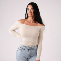 FOXED® CLASSIC OFF SHOULDER LONGSLEEVE BEIGE