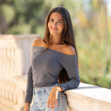 FOXED® CLASSIC OFF SHOULDER LONGSLEEVE GREY