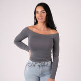 FOXED® CLASSIC OFF SHOULDER LONGSLEEVE GREY