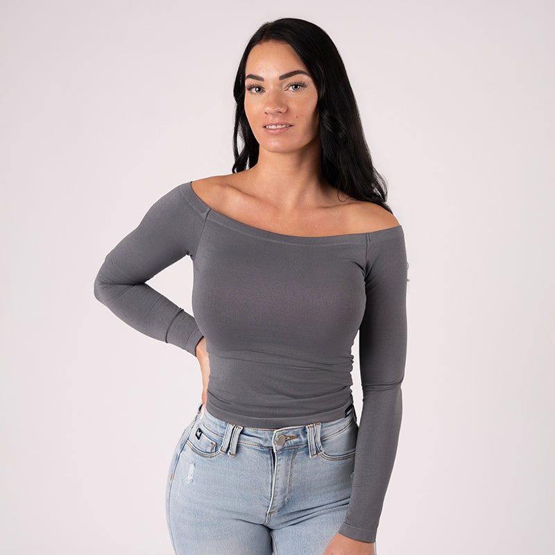 FOXED® CLASSIC OFF SHOULDER LONGSLEEVE GREY