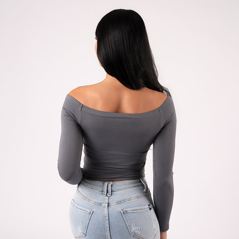 FOXED® CLASSIC OFF SHOULDER LONGSLEEVE GREY