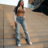 FOXED® HIGH-WAISTED BAGGY JEANS LIGHT BLUE