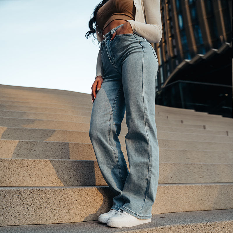 FOXED® HIGH-WAISTED BAGGY JEANS LIGHT BLUE