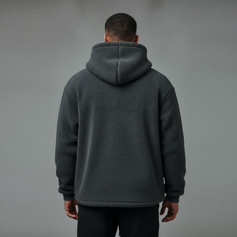 FOXED® HOODED TEDDY SHERPA JACKET GREY (EXTRA HEAVY)
