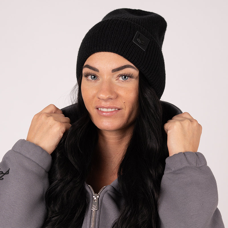 FOXED® LEATHER METAL ICON BEANIE BLACK