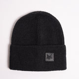 FOXED® LEATHER METAL ICON BEANIE BLACK