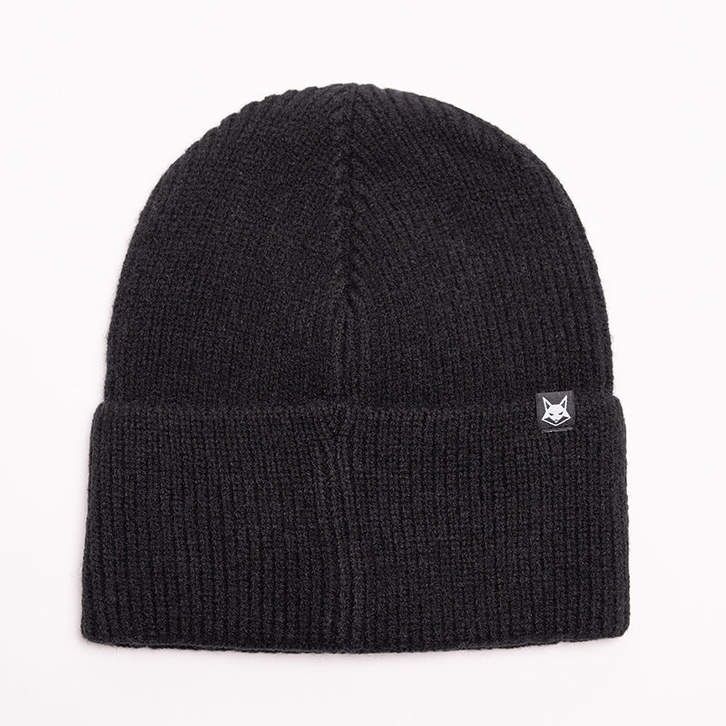 FOXED® LEATHER METAL ICON BEANIE BLACK