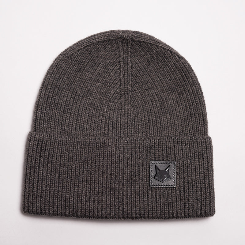 FOXED® LEATHER METAL ICON BEANIE GREY