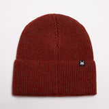 FOXED® LEATHER METAL ICON BEANIE RUSTY BROWN