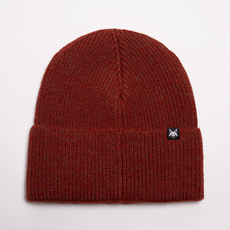 FOXED® LEATHER METAL ICON BEANIE RUSTY BROWN