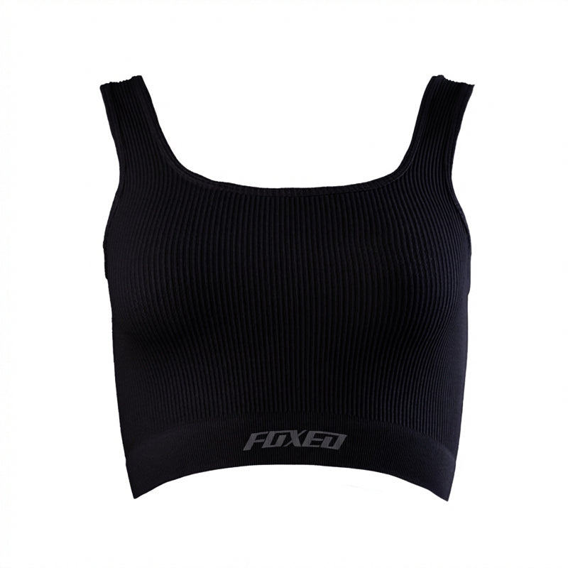 FOXED® OPHELIA REVERSE RIBBED SEAMLESS TANK TOP BLACK