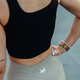 FOXED® OPHELIA REVERSE RIBBED SEAMLESS TANK TOP BLACK