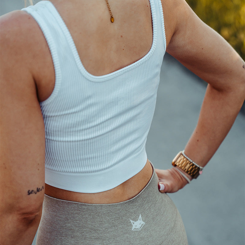 FOXED® OPHELIA REVERSE RIBBED SEAMLESS TANK TOP WHITE