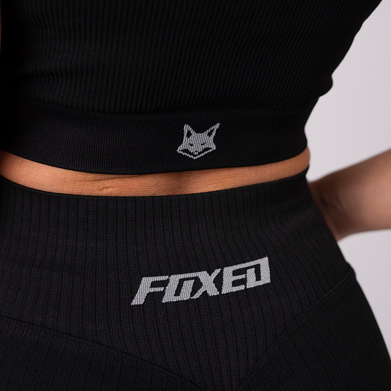 FOXED® OPHELIA RIBBED SEAMLESS FOXDEVIL TANK TOP BLACK