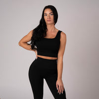 FOXED® OPHELIA RIBBED SEAMLESS FOXDEVIL TANK TOP BLACK