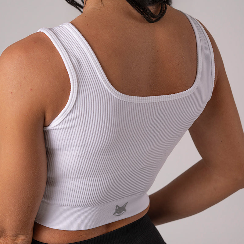 FOXED® OPHELIA RIBBED SEAMLESS TANK TOP FOXDEVIL WHITE