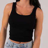 FOXED® OPHELIA RIBBED SEAMLESS LONG TOP BLACK