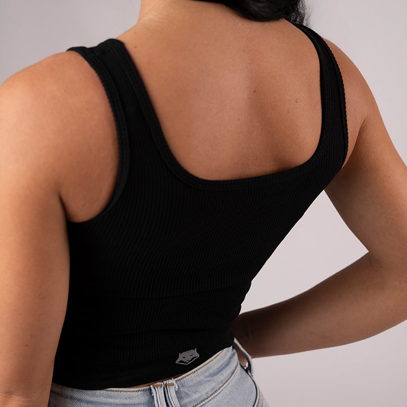 FOXED® OPHELIA RIBBED SEAMLESS LONG TOP BLACK
