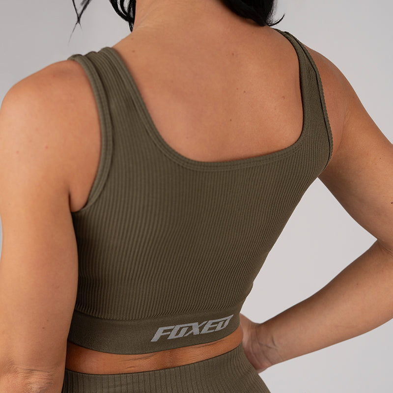 FOXED® OPHELIA RIBBED SEAMLESS TANK TOP HAWAIIAN OLIVE