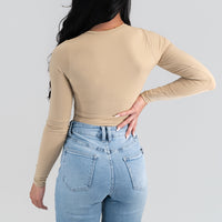 FOXED® SCULPT LONGSLEEVE THONG BODYSUIT TOFFEE