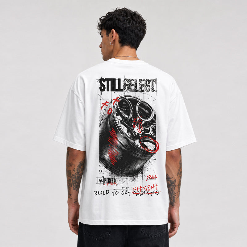 FOXED® STILLGELEGT UNISEX OVERSIZE SHIRT WHEEL WHITE